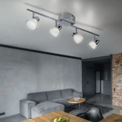 LED Deckenlampe, Chrom, Bewegliche Spots, L 69 Cm