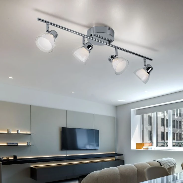 LED Deckenlampe, Chrom, Bewegliche Spots, L 69 Cm – Bild 3