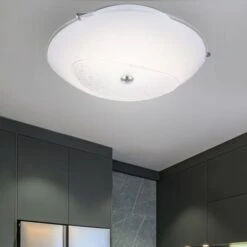 LED Deckenleuchte, Kristalle, Glas, Chrom, D 30 Cm