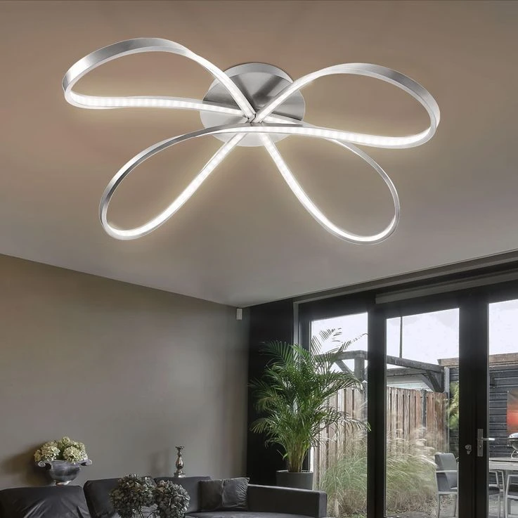 LED Deckenlampe, Nickel Matt, Schleifenform, L 75cm – Bild 3