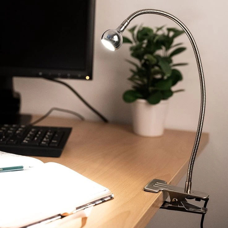 LED Klemmstrahler, Silber, Flexo-Arm, Max. Höhe 48 Cm, SERPENT