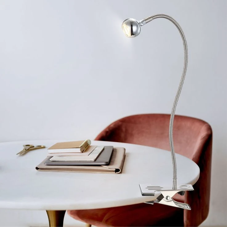 LED Klemmstrahler, Silber, Flexo-Arm, Max. Höhe 48 Cm, SERPENT – Bild 4