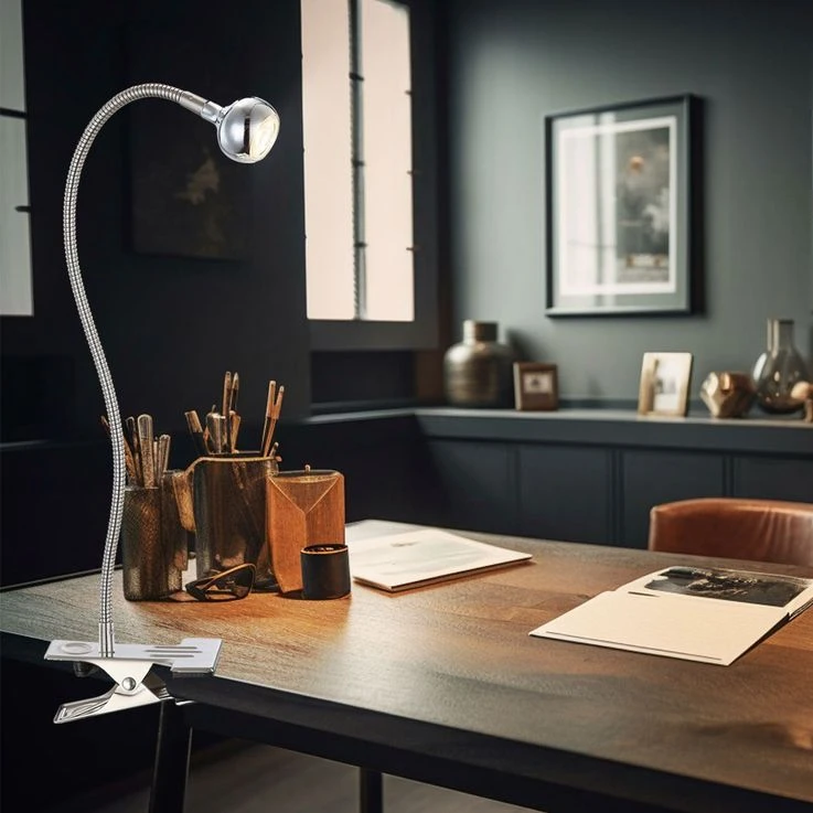 LED Klemmstrahler, Silber, Flexo-Arm, Max. Höhe 48 Cm, SERPENT – Bild 3