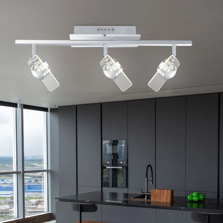 LED Deckenleuchte, Chrom, Spots Beweglich, L 65