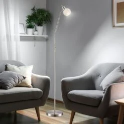 LED Stehleuchte, Flexo-Spot, Glas Satiniert, H 145 Cm