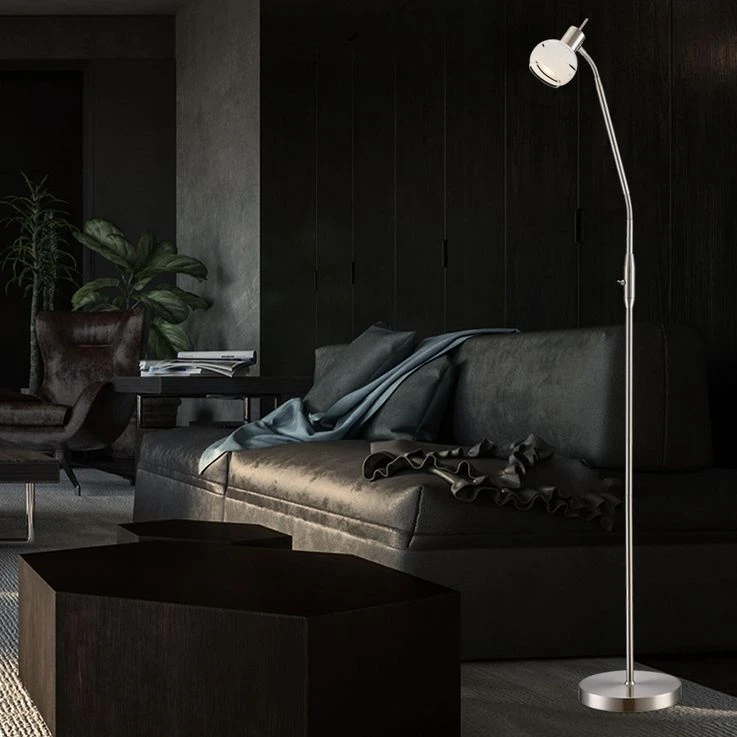 LED Stehleuchte, Flexo-Spot, Glas Satiniert, H 145 Cm – Bild 3