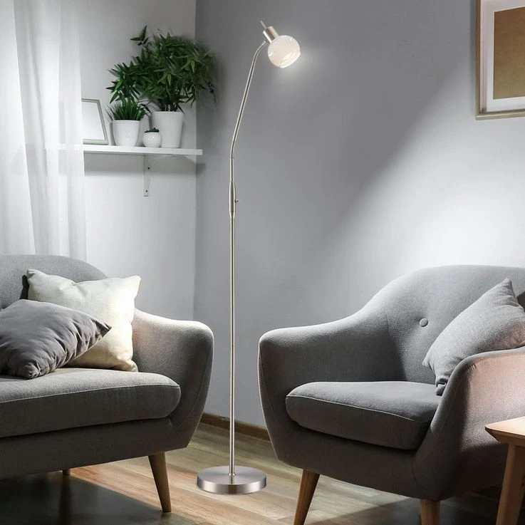 LED Stehleuchte, Flexo-Spot, Glas Satiniert, H 145 Cm