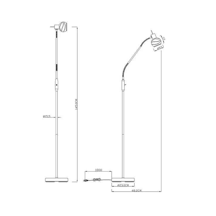 LED Stehleuchte, Flexo-Spot, Glas Satiniert, H 145 Cm – Bild 8