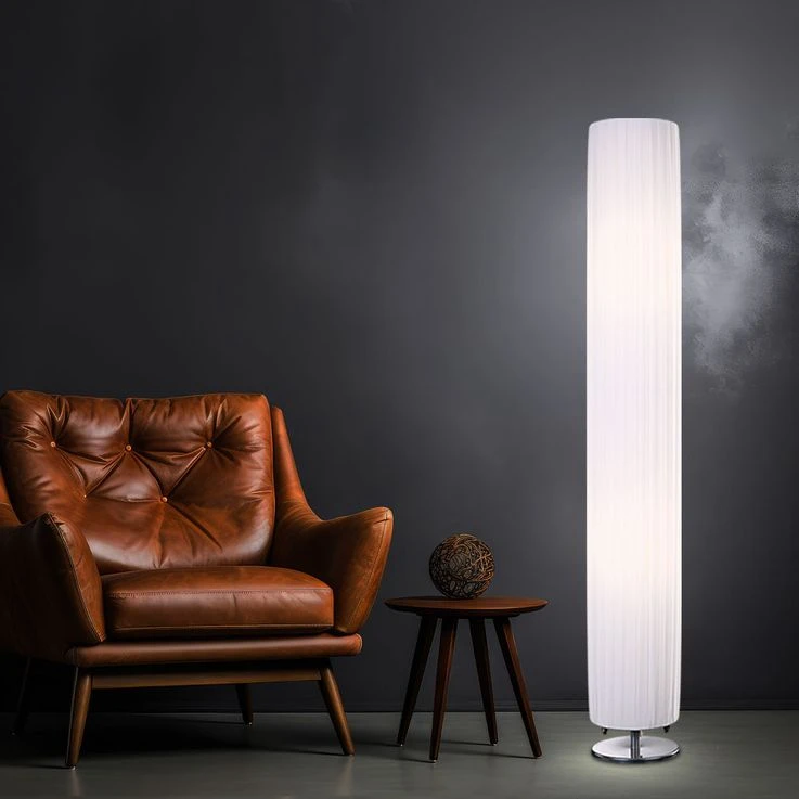 Stehleuchte, Chrom, Textil Weiß, H 119 Cm – Bild 4