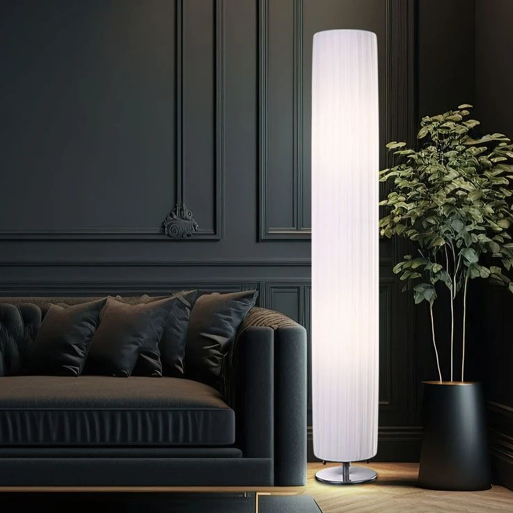 Stehleuchte, Chrom, Textil Weiß, H 119 Cm – Bild 6