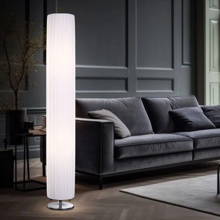 Stehleuchte, Chrom, Textil Weiß, H 119 Cm – Bild 3