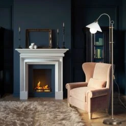 Standleuchte, Fußschalter, Metall, Glas, H 145-170 Cm