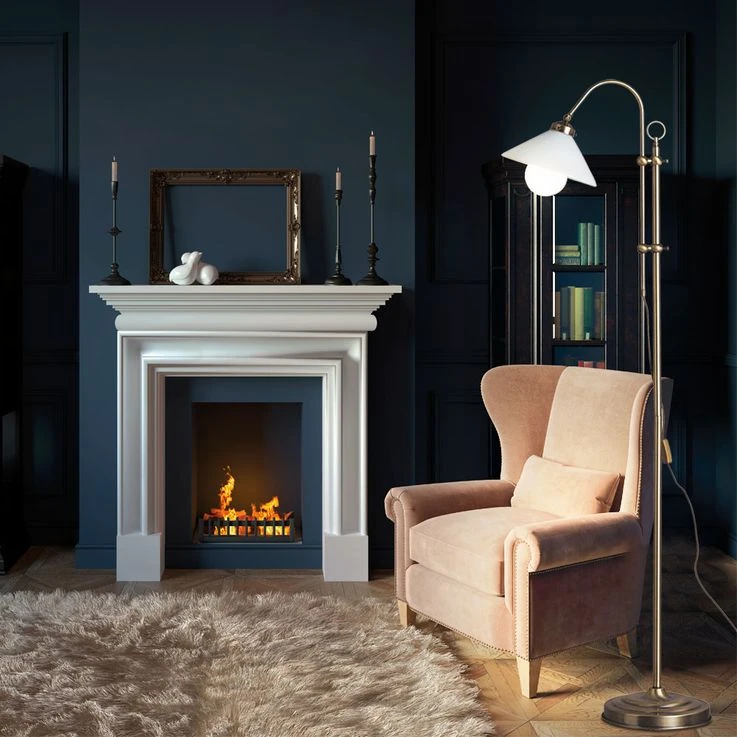 Standleuchte, Fußschalter, Metall, Glas, H 145-170 Cm