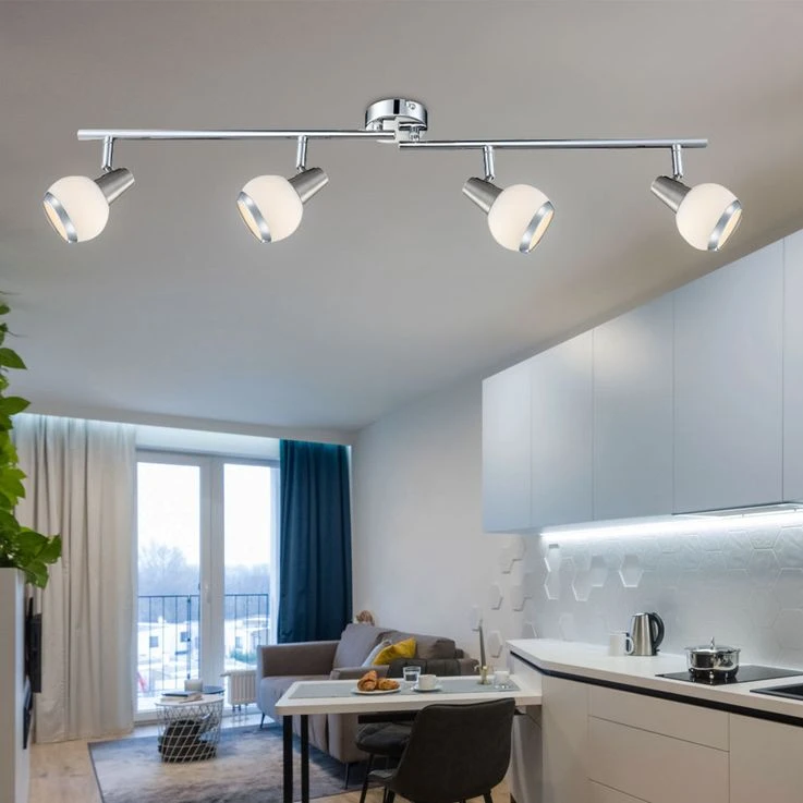 LED Deckenleuchte, Chrom, Glas, Beweglich, L 80cm – Bild 4