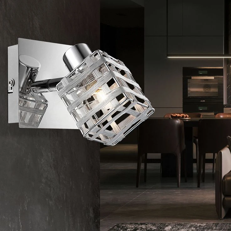 Wandlampe, Aluminiumgeflecht, Spot Beweglich, H 12,5 Cm – Bild 3