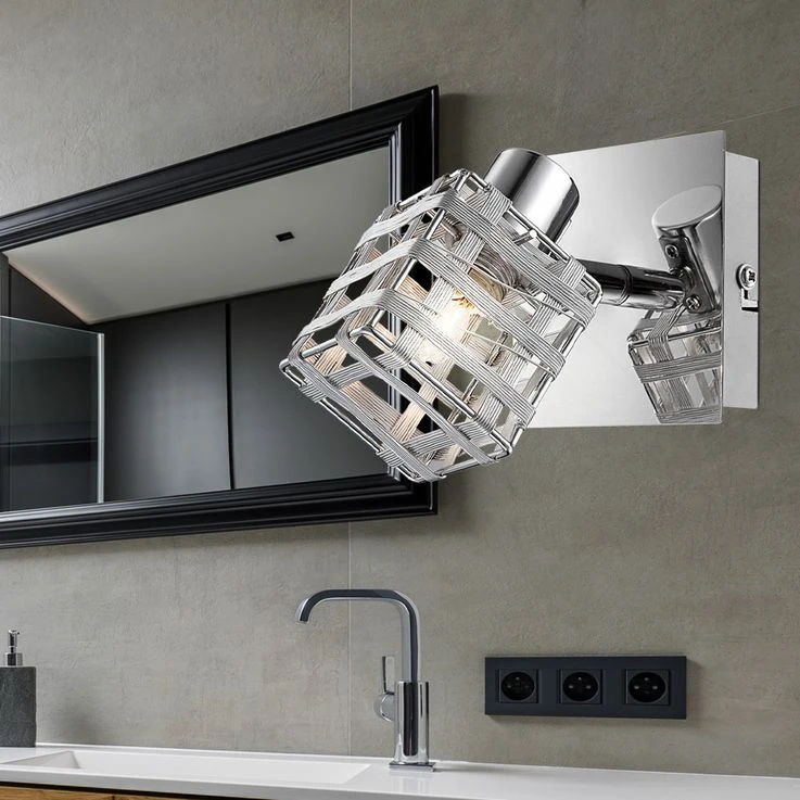 Wandlampe, Aluminiumgeflecht, Spot Beweglich, H 12,5 Cm – Bild 4