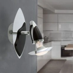 Wandleuchte, Stahl, Eisen, Schwarz, Beweglich, H 20cm