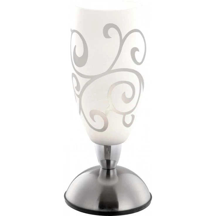 Tischlampe, Metall, Nickel-matt, Chrom, Opal