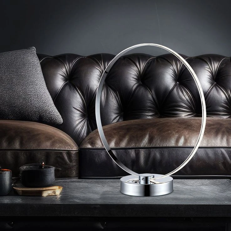 LED Tischleuchte, Chrom, Silber, Ringdesign, H 33cm – Bild 4