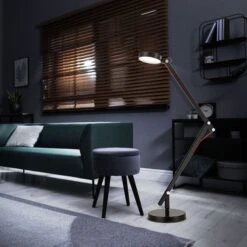 LED Tischleuchte, Spot Beweglich, Schwarz, Rund, H 84 Cm