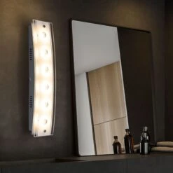 LED Wandlampe, Chrom, Glas, Gebogen, H 44 Cm, KADIRA