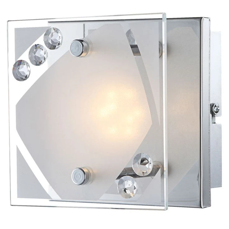 LED Wandleuchte, Glas Satiniert, Kristalle, H 9 Cm – Bild 2