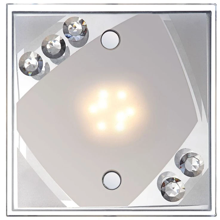 LED Wandleuchte, Glas Satiniert, Kristalle, H 9 Cm – Bild 5