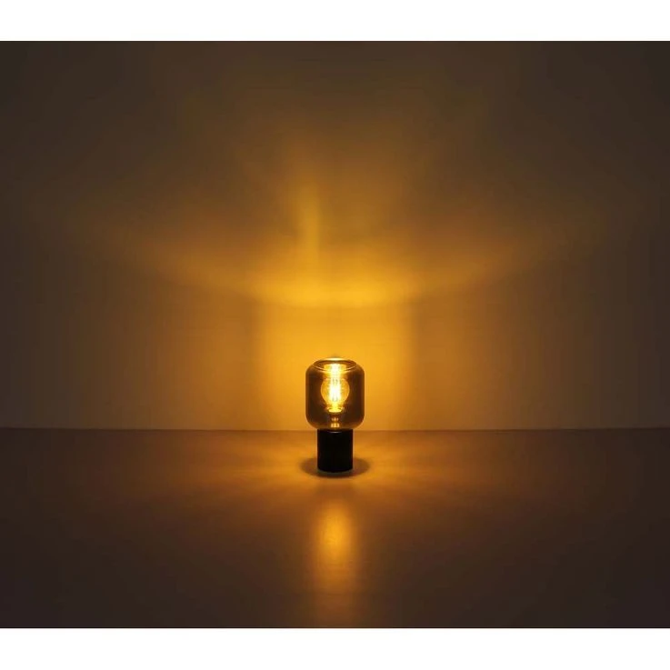 Tischlampe, Metall Glas Rauchfarbe, H 24 Cm – Bild 5