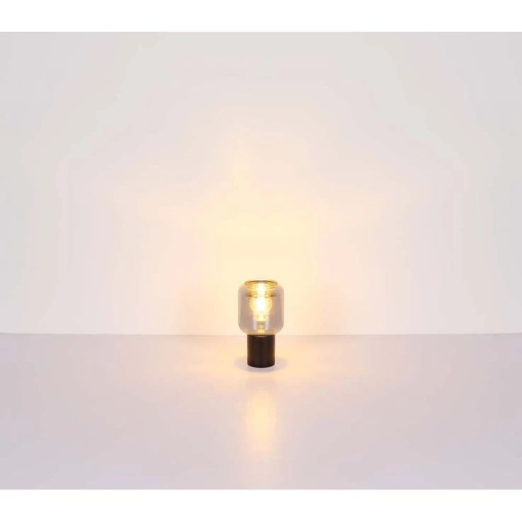 Tischlampe, Metall Glas Rauchfarbe, H 24 Cm – Bild 6