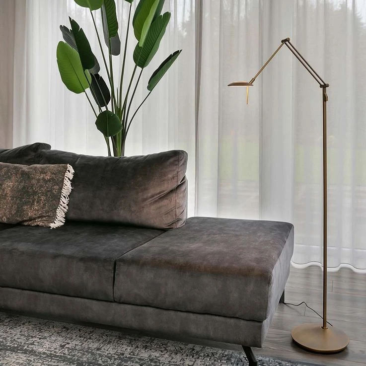 Stehlampe, Pushdimmer, Höhenverstellbar, Bronze