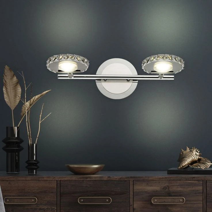 LED Wandleuchte, Kristallglas Chrom, Spots Beweglich, L 21 Cm – Bild 3