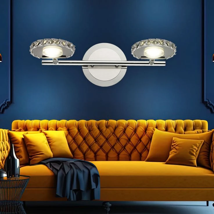 LED Wandleuchte, Kristallglas Chrom, Spots Beweglich, L 21 Cm – Bild 6