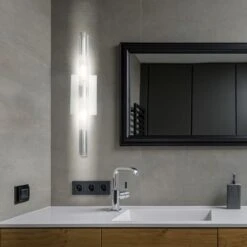 LED Wandleuchte, Metall, Glas, Chrom, Schalter, L 40 Cm