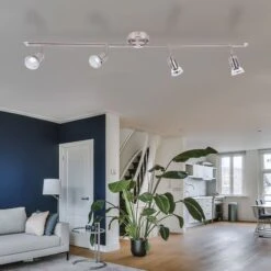 LED Deckenleuchte, Chrom, Spots Beweglich, L 90 Cm