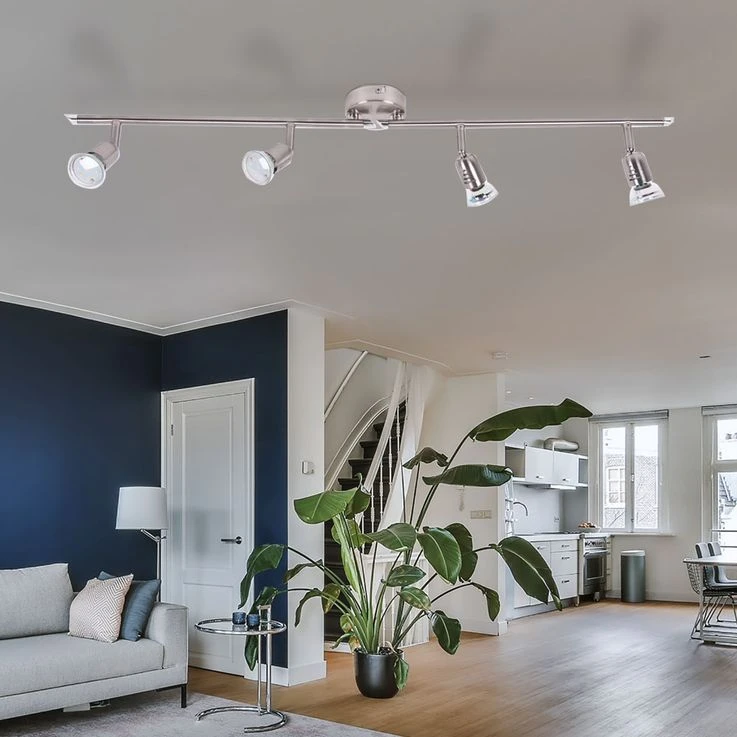 LED Deckenleuchte, Chrom, Spots Beweglich, L 90 Cm