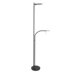 LED Stehleuchte, Metall Glas, Schwarz, Matt, Dimmbar, H 187 Cm