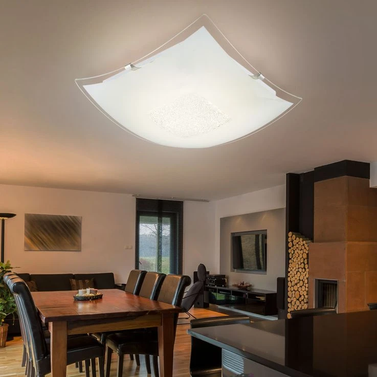 LED Deckenleuchte, Chrom, Kristalle Klar, Neutralweiß – Bild 4