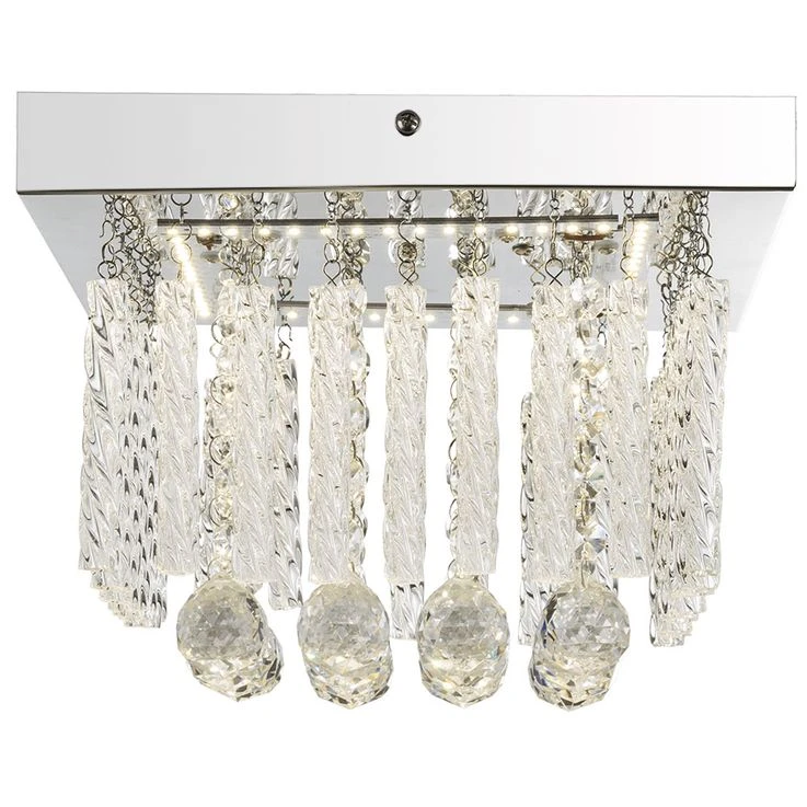 LED Deckenlampe, Chrom, Glasstäbe, Kristalle, Quadratisch – Bild 2