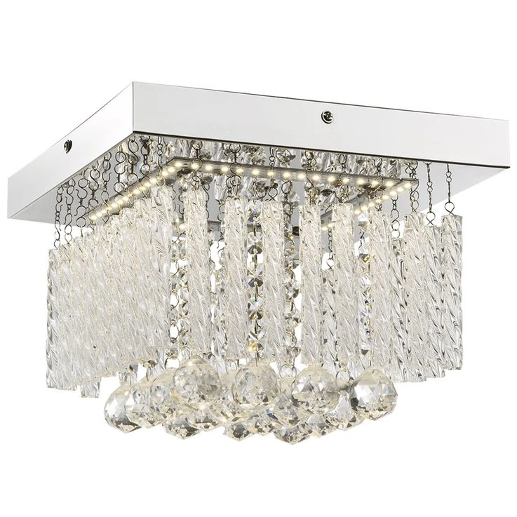 LED Deckenlampe, Chrom, Glasstäbe, Kristalle, Quadratisch – Bild 8