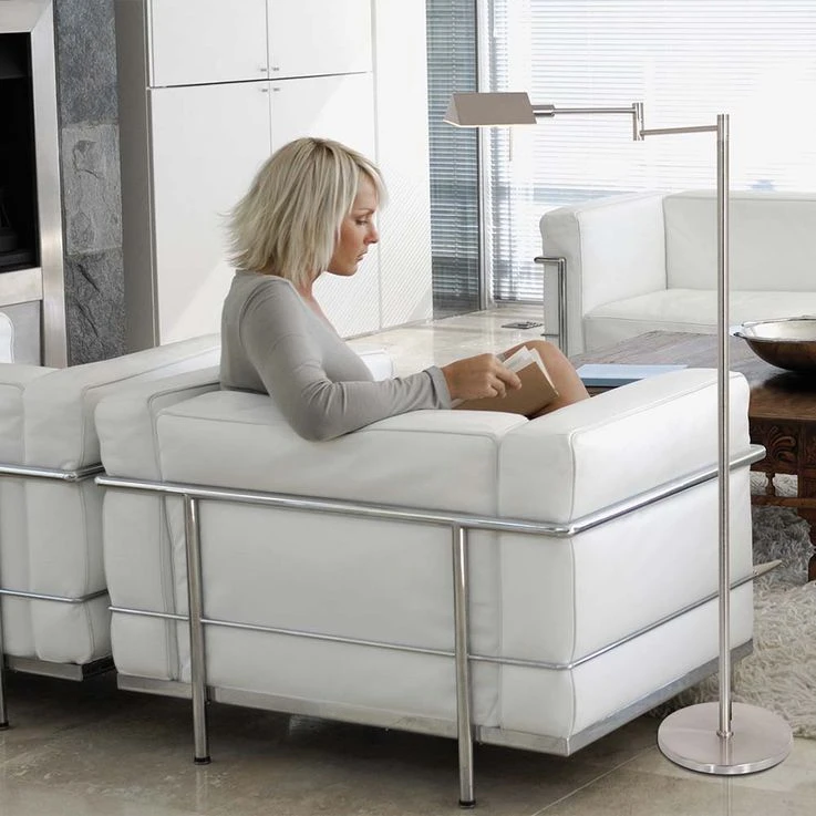 LED Stehleuchte, Metall, Stahl, Dimmer, Verstellbar, H 125cm – Bild 12