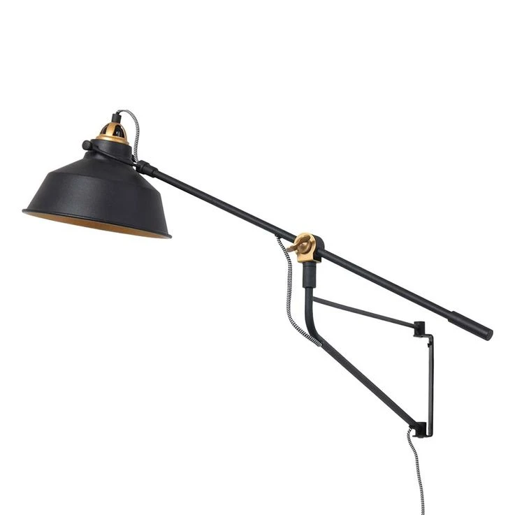Wandlampe, Metall, Schwarz Gold, Höhenverstellbar, D 22 Cm – Bild 11