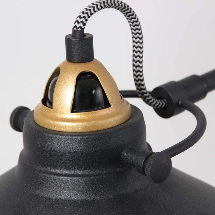 Wandlampe, Metall, Schwarz Gold, Höhenverstellbar, D 22 Cm – Bild 5