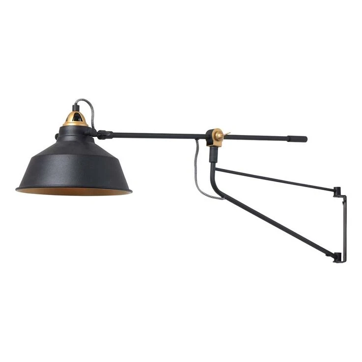 Wandlampe, Metall, Schwarz Gold, Höhenverstellbar, D 22 Cm – Bild 7