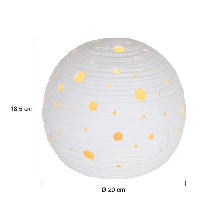 Tischleuchte, Kugellampe, Gips, Weiß, Schalter, H 18,5 Cm – Bild 17