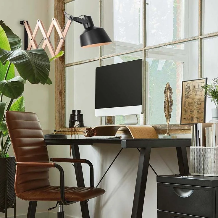 Wandleuchte, Ausziehbar, Metall, Beige Schwarz – Bild 19