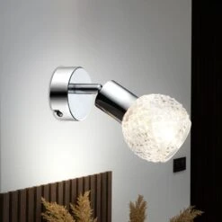 Wandstrahler, Chrom, Beweglich, Glas, Rund, L 17 Cm