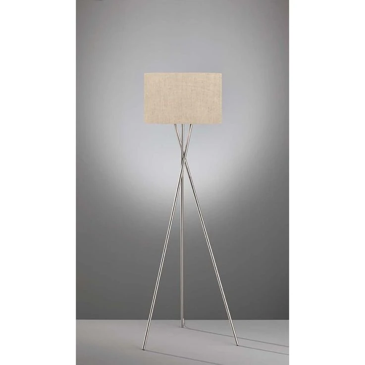 Stehleuchte, Nickel Matt, Textil Sandfarben, H 160 Cm – Bild 2