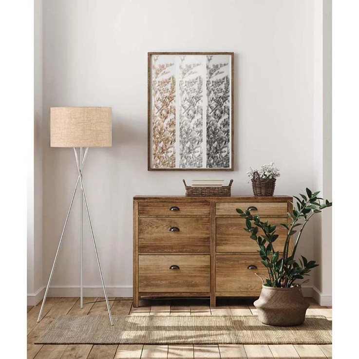 Stehleuchte, Nickel Matt, Textil Sandfarben, H 160 Cm – Bild 3