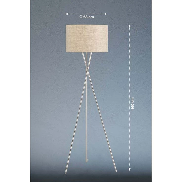 Stehleuchte, Nickel Matt, Textil Sandfarben, H 160 Cm – Bild 4