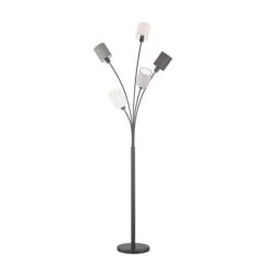 Stehleuchte Schwarz, Leinen, H 172